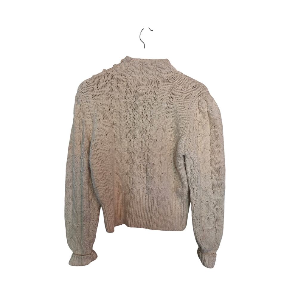 Vintage Liz Claiborne Collection Hand Knit Silk Blend Floral Cable Knit Sweater - Picture 5 of 9